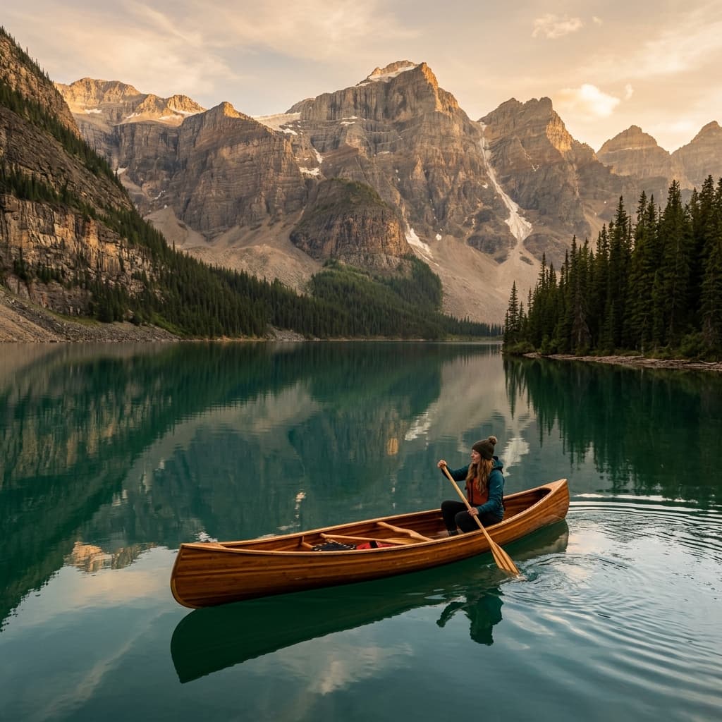 Canoeing on a glacial lake